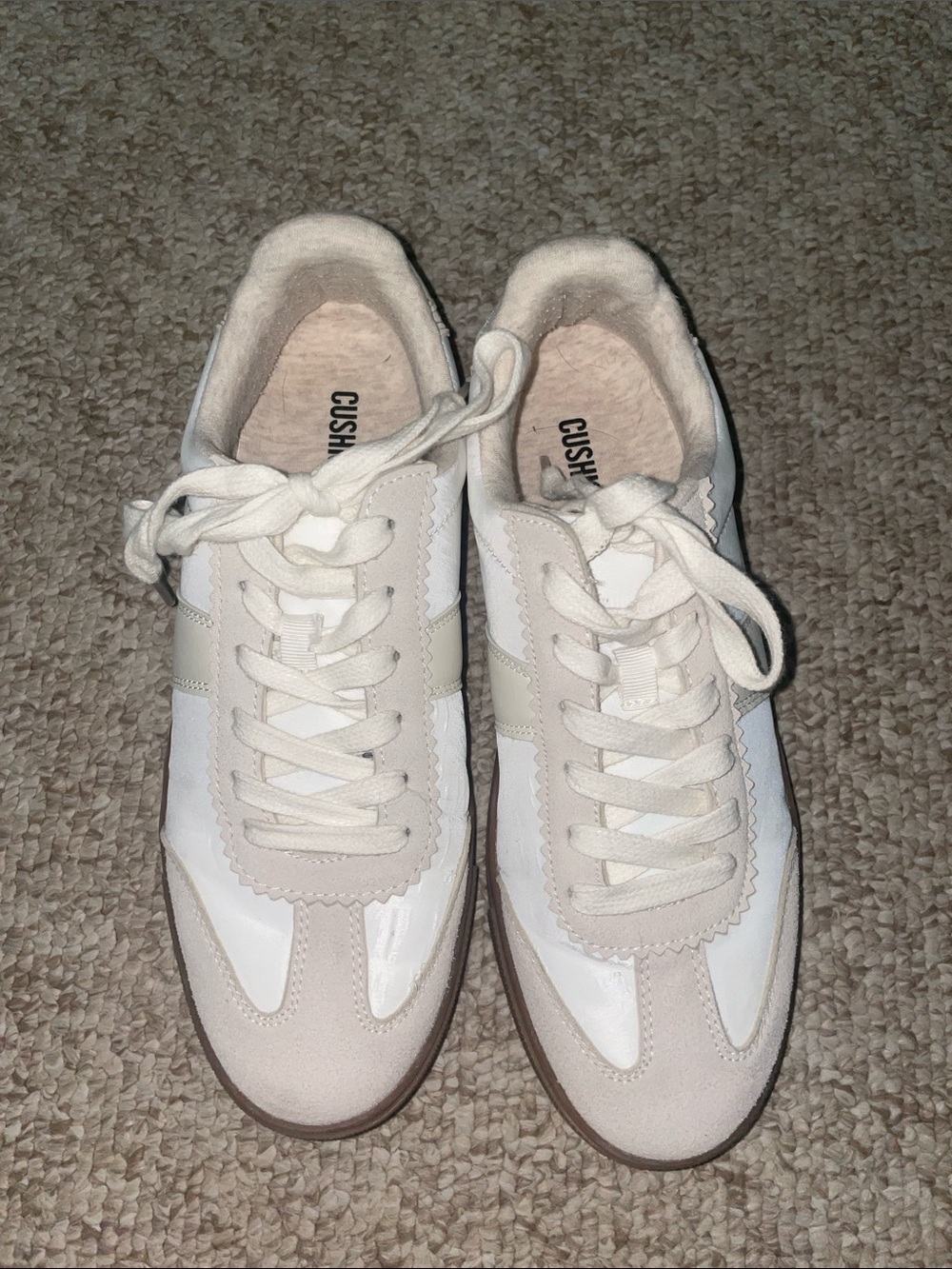 Neutral Cream Lace-Up Women's Sneakers